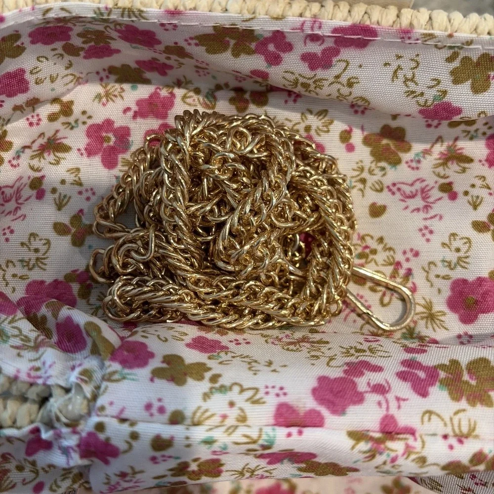 Amalia Imports Wicker Rattan Style Top Handle Bag Detachable Chain Strap NWT